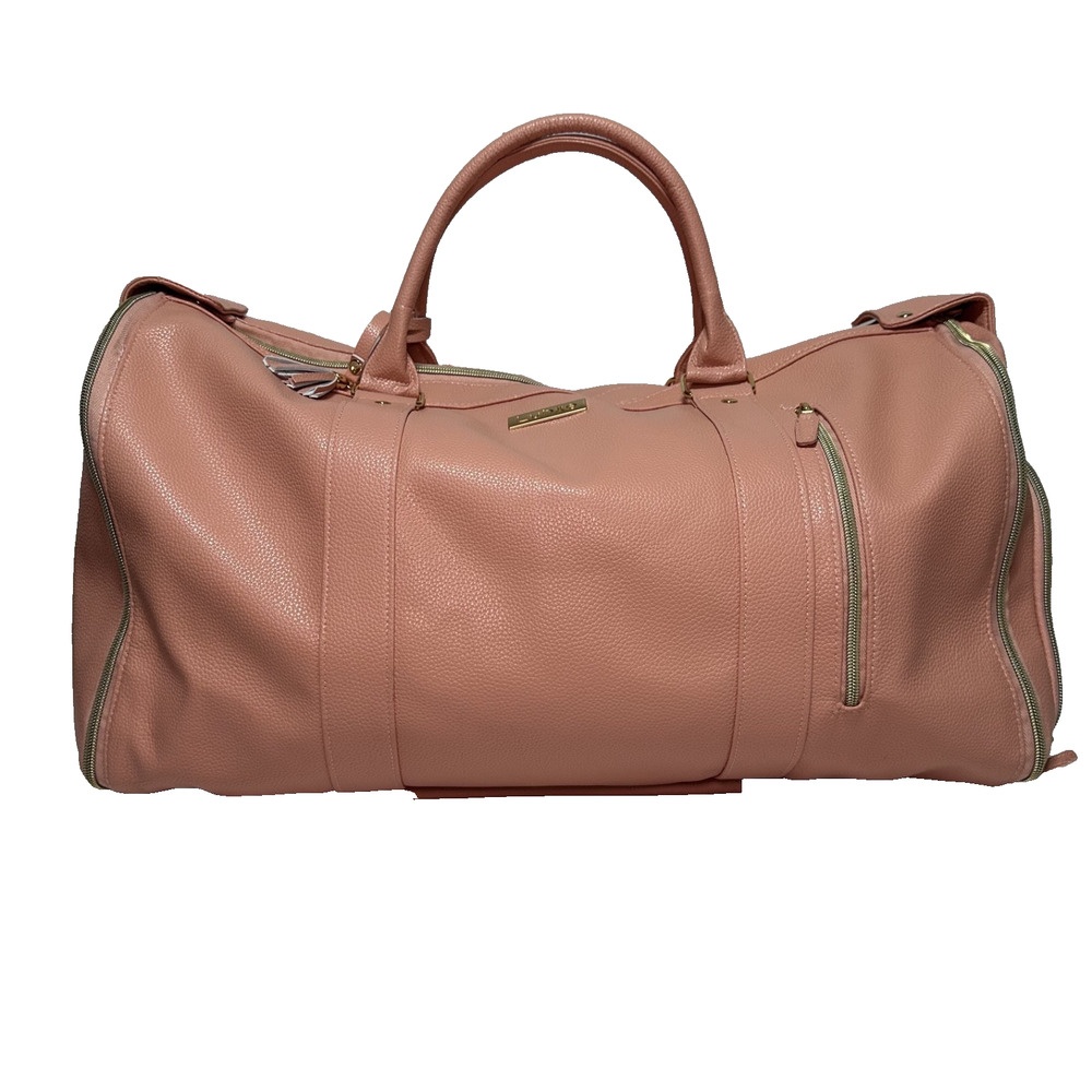 Luhxe Travel Bag 2.0 Convertible Garment Duffel Weekender PU Leather Rose Pink
